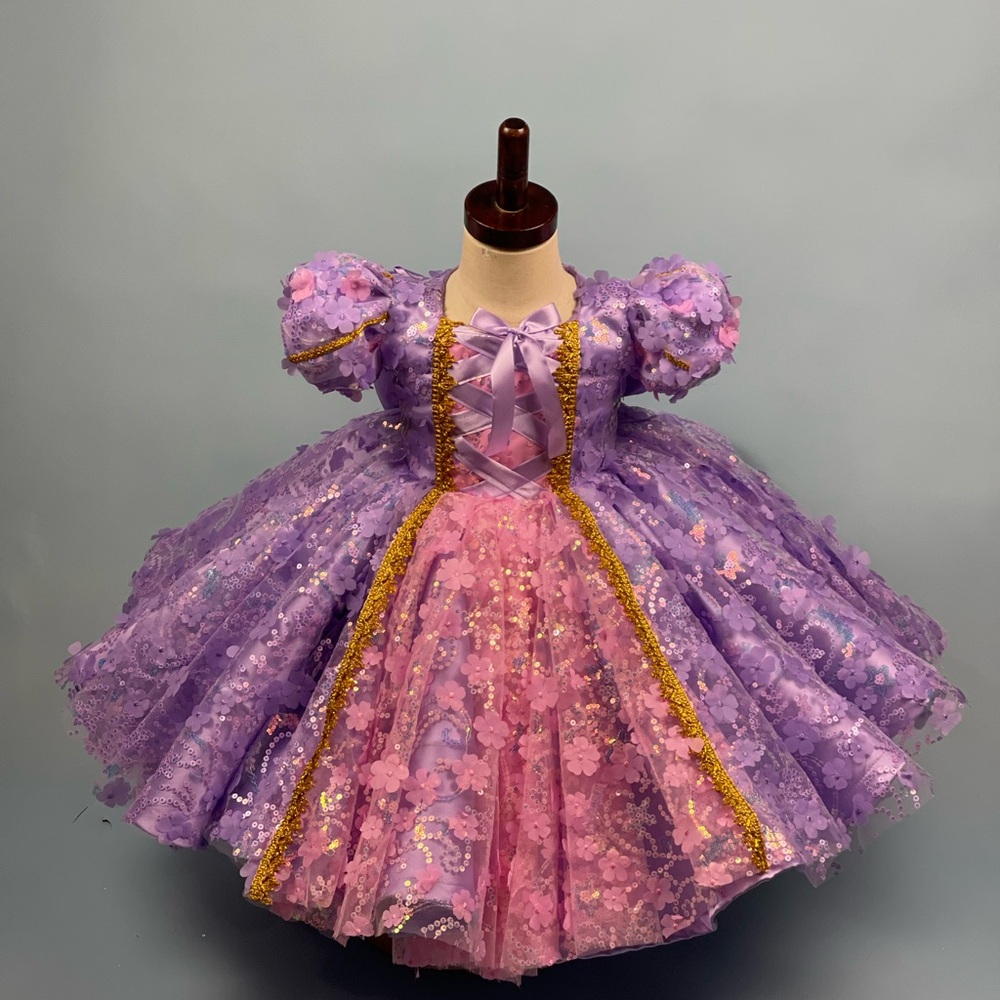 Theatrical Purple and Pink Dress with Voluminous Skirt (Tangled).